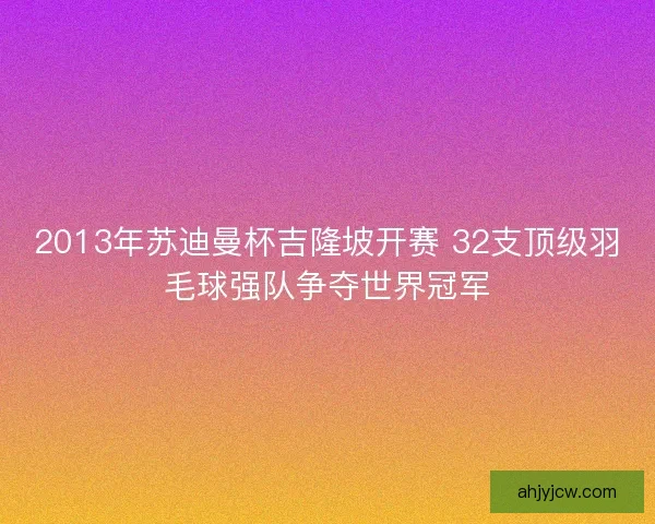 2013年苏迪曼杯吉隆坡开赛 32支顶级羽毛球强队争夺世界冠军 2013年苏迪曼杯吉隆坡开赛 32支顶级羽毛球强队争夺世界冠军