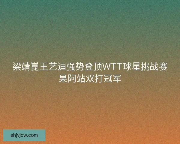 梁靖崑王艺迪强势登顶WTT球星挑战赛果阿站双打冠军 梁靖崑王艺迪强势登顶WTT球星挑战赛果阿站双打冠军